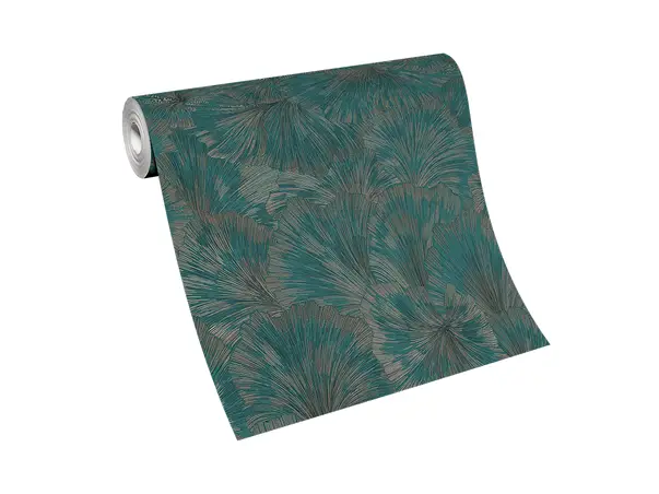 tapet modern verde flori stilizate