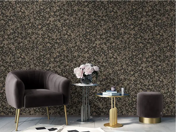 tapet negru cu flori aurii ugepa 52409