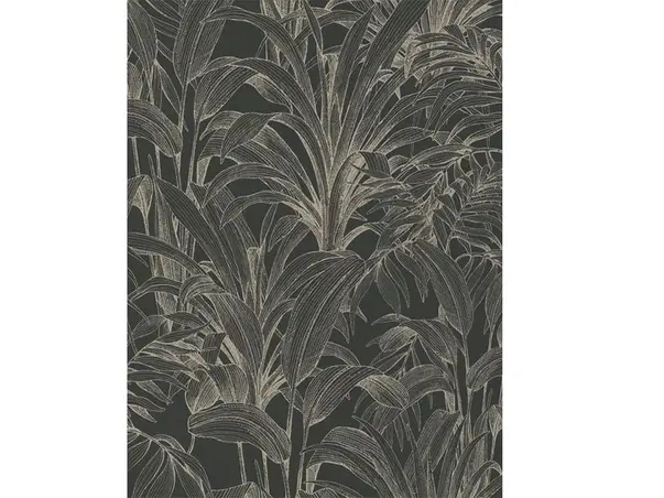 tapet negru cu frunze bej grandeco a51403