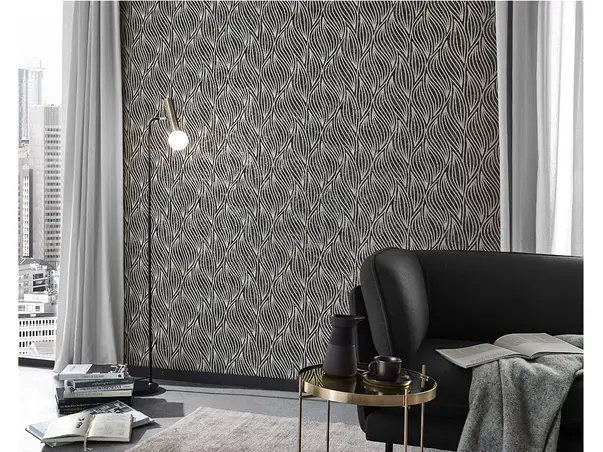 tapet negru cu model argintiu