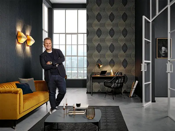 tapet negru model geometric