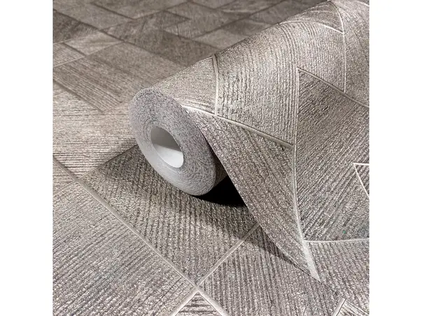 tapet taupe cu model geometric