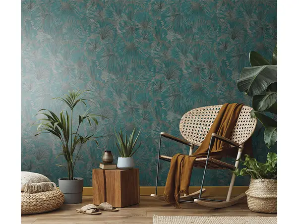 tapet verde cu flori