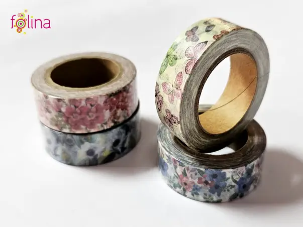 washi tape cu flori si fluturi de la folina