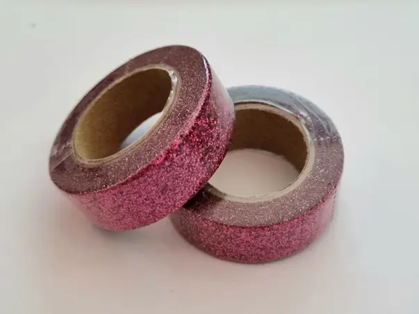 washi tape cu sclipici magenta