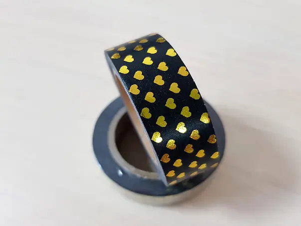washi tape inimioare aurii