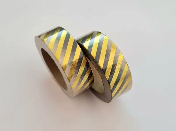 washi tape negru degrade cu dungi aurii