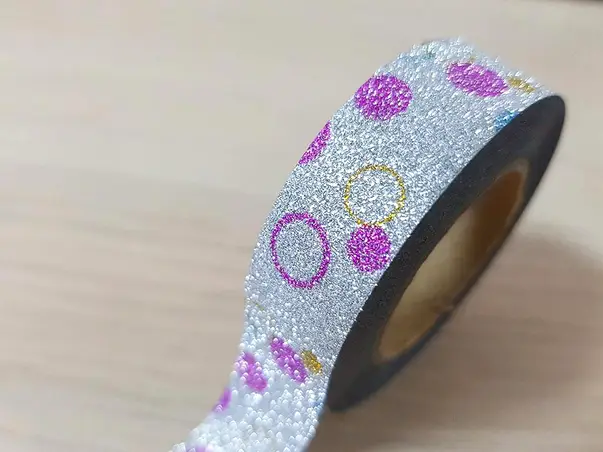 washi tape silver glitter bubble