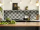 autocolant perete model retro cu flori alb negru folina rola 67x200 cm s02