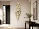 decor 3d perete hol cercuri din oglinda acrilica aurie