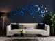 decor perete living cercuri din oglinda acrilica albastra