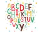 Sticker Alfabetul pentru copii, Folina, multicolor, planșă mare de 100 cm, racletă de aplicare inclusă