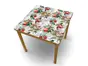 Autocolant blat masă, model ziar cu flori nuanțe de roșu, 100 x 100 cm, racletă inclusă