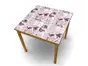 Autocolant blat masă, model ziar cu flori roz, 100 x 100 cm, racletă inclusă