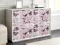 Autocolant mobilă decorativ, model ziar cu flori roz, 100 cm lățime