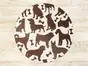 Covor antiderapant pentru animale de companie, model cățeluși maro, linoleum antiderapant, rotund