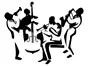 Sticker perete decorativ Jazz Band, Folina, negru, 120x98cm