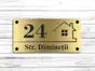 Plăcuţă cu adresă și număr, din bond auriu, cu text personalizat
