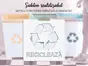 Șablon reutilizabil cu simbolul și mesajul Reciclează pentru colectarea selectivă a deșeurilor pentru containere, tomberoane și pubele, dimensiune la comandă