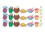 Set 21 stickere faianţă bucătărie, Folina, model vase, multicolor