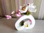 Aranjament orhidee artificială, albă în vas ceramic alb, 23 cm