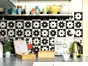 Autocolant perete model retro cu flori alb-negru, Folina, rolă de 67x200 cm