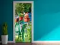 Autocolant uşă Bicicletă cu flori, Folina, model multicolor, dimensiune autocolant 92x205 cm