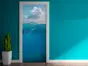 Autocolant uşă baie, Folina, culoare albastră, dimensiune autocolant 92x205 cm