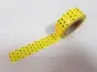 Bandă adezivă Washi Tape, Folina, galbenă cu buline aurii, 15mm lăţime x 10 m lungime