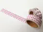 Bandă adezivă Washi Tape, Folina, model cu inimioare roz, rolă bandă adezivă 15 mmx10 m