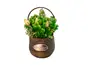 Coş decorativ din ratan, cu lalele artificiale roz pal şi plante verzi