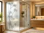 Folie sablată decorativă pentru cabină duș, model bambus, 100x210 cm
