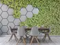 Fototapet 3D Green Vertical Garden, hexagoane gri si plante verzi, 400x260 cm