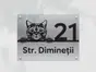 Plăcuță adresă model pisică din bond auriu sau argintiu, cu text personalizat prin gravare