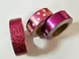 Set 3 role washi tape, benzi adezive decorative magenta metalic