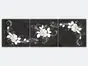 Set 3 tablouri negre, Folina, model floral alb, dimensiune tablouri 40x40 cm