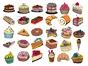 Set 30 stickere Prăjituri, Folina, autoadezive, multicolor