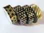 Set 4 role washi tape, benzi adezive decorative, negre cu model auriu