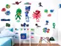 Sticker Eroi în pijama PJ Masks, Walltastic, decorațiune multicoloră, planșă 33 stickere
