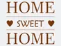 Sticker Home sweet Home, Folina, decorațiune perete maro, dimensiune sticker 50x50 cm