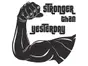 Sticker motivational fitness, model Stronger, negru, 90 x 90 cm, racletă de aplicare inclusă