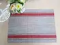 Suport farfurie masă Rita, Folina, gri cu dungi roșii, 45 x 30 cm, set 2 bucati