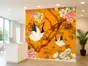 Fototapet vlies Marburg Falina – model chinoiserie portocaliu cu păsări și flori - 265x270 cm