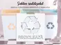 Șablon reutilizabil cu simbolul și mesajul Reciclează pentru colectarea selectivă a deșeurilor pentru containere, tomberoane și pubele, dimensiune la comandă