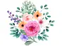 Sticker perete flori watercolor, Folina, multicolor, 98x103 cm