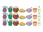 Set 21 stickere faianţă bucătărie, Folina, model vase, multicolor