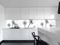 Autocolant perete bucătărie, Folina, alb cu păpădii, rolă de 80x400 cm, cu racletă şi cutter incluse