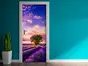 Autocolant uşă Câmp lavandă, Folina, model multicolor, dimensiune autocolant 92x205 cm