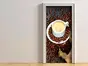 Autocolant uşă bucătărie, Ceaşcă şi boabe cafea, Folina, culoare  maro, rolă de 92x205 cm