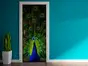 Autocolant uşă Păun, Folina, model multicolor, dimensiune autocolant 92x205 cm